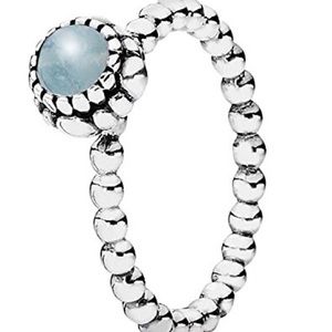 Pandora Birthday Blooms Aquamarine Ring